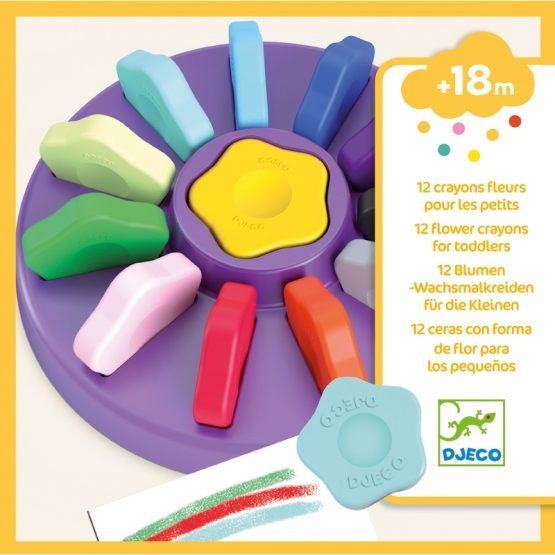 Marokkréta – 12 színű vírág – 12 flower crayons for toddlers- djeco