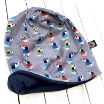 sapka – kutyák csíkos pulcsiban ( szürke )