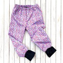 softshell esőnadrág – lila alapon színes pötty