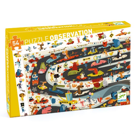 Megfigyeltető puzzle – Állati autóverseny, 54 db-os – Car rally