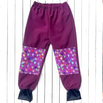 softshell esőnadrág – burgundi lila, szívecske térd