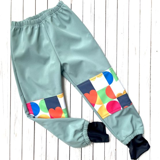 softshell esőnadrág – menta, színes térd