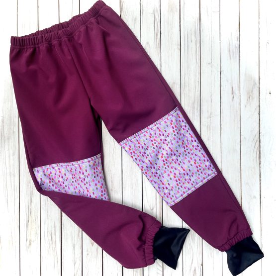 softshell esőnadrág – burgundi lila, pötty